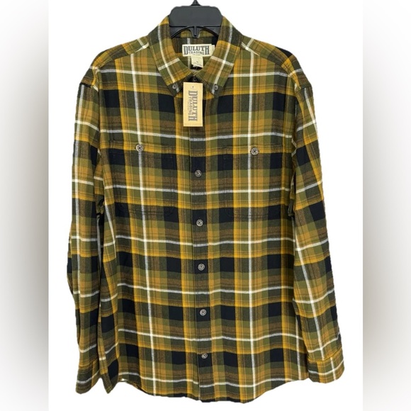 Duluth Trading Co Other - Duluth Trading Shirt Mens Medium Yellow Plaid Free Swingin Flannel Relaxed NEW